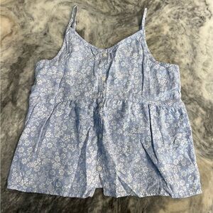 Abercrombie Kids Light Blue & White Floral Babydoll Top Size 15/16